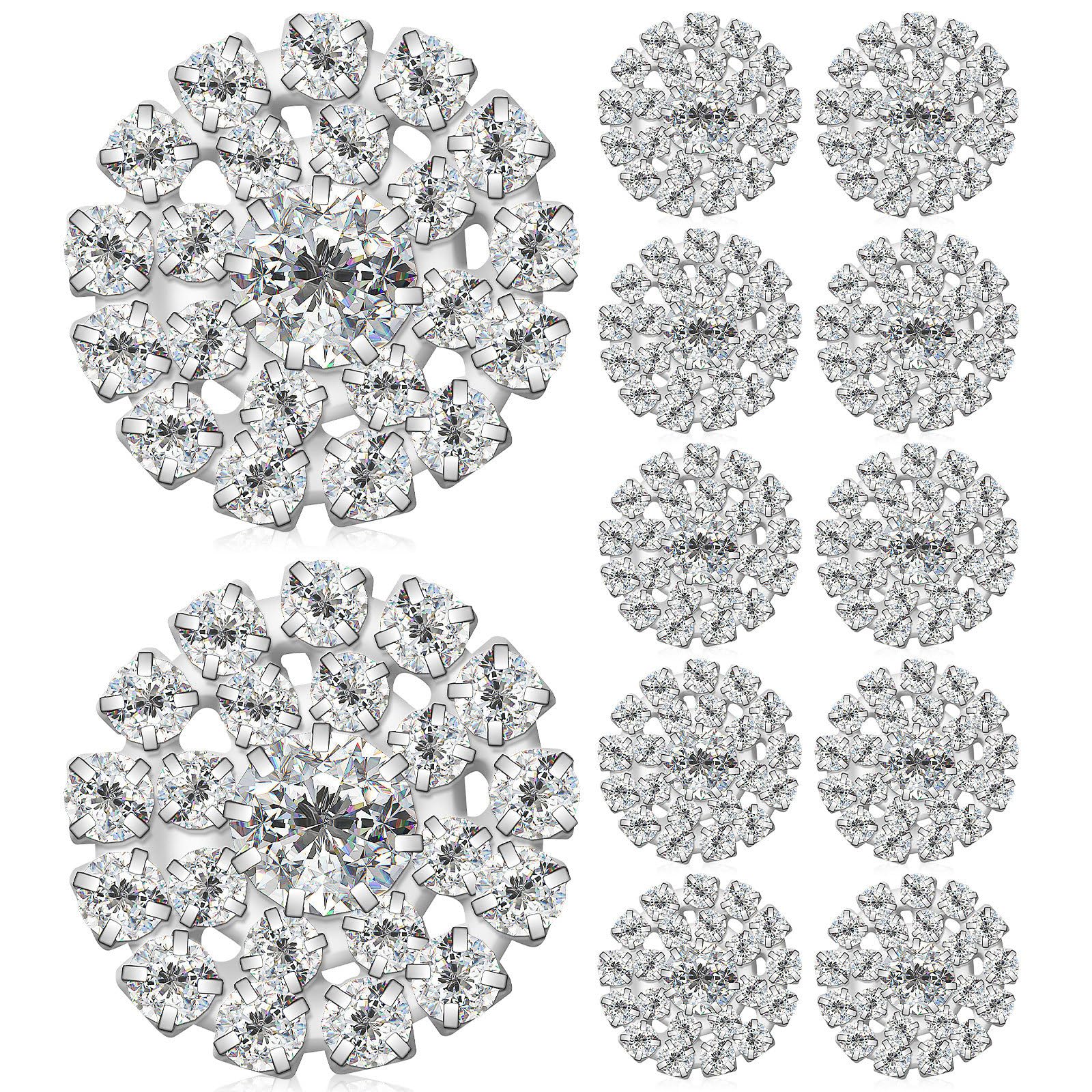 BESPORTBLE 12 Pcs Rhinestone Embellishments Shiny Round Rhinestone for DIY Bridal Bouquet Invitations Hair Accessories