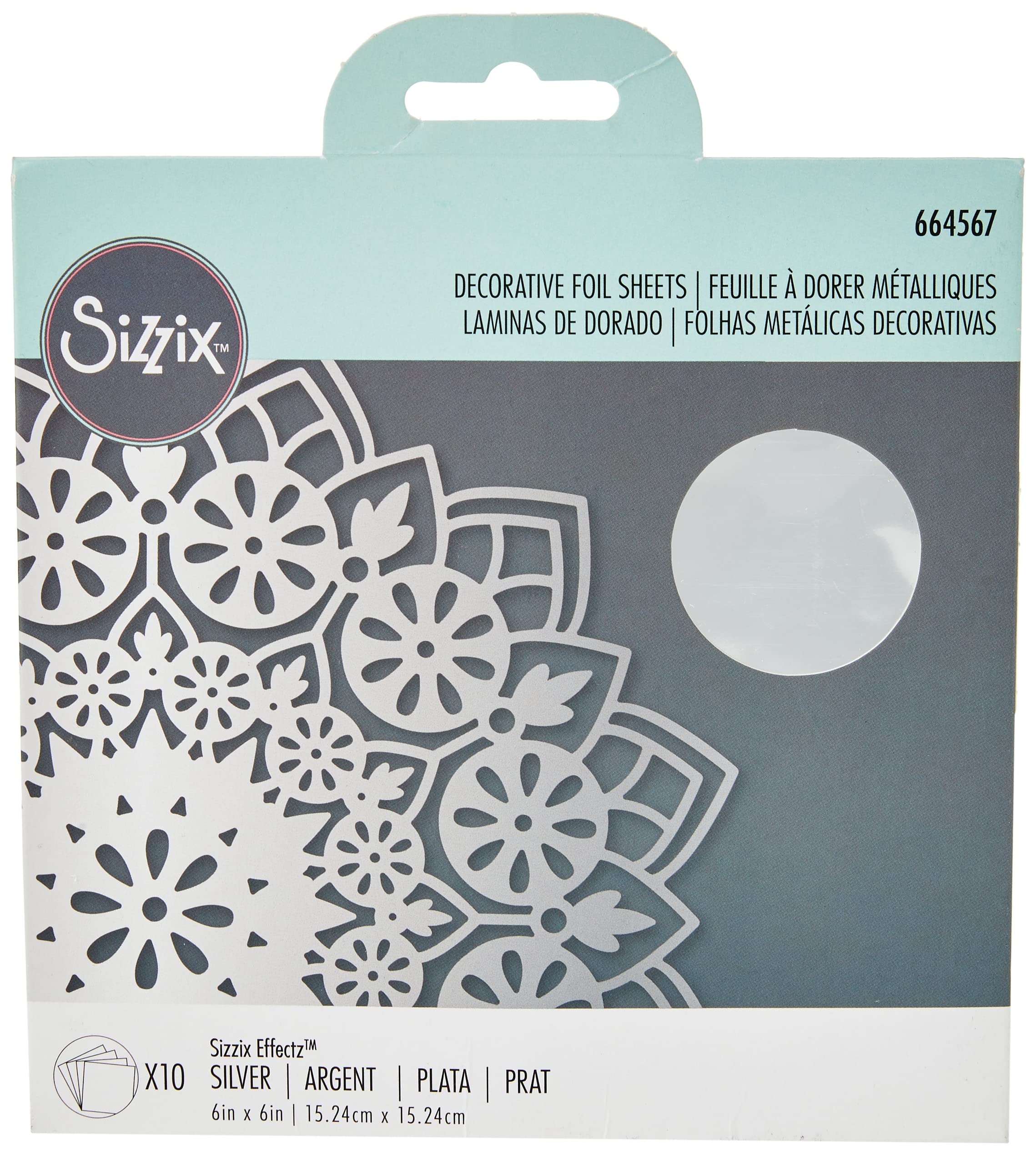 Effectz Decorative Foil Sheets Silver 6" x 6" 10 shts
