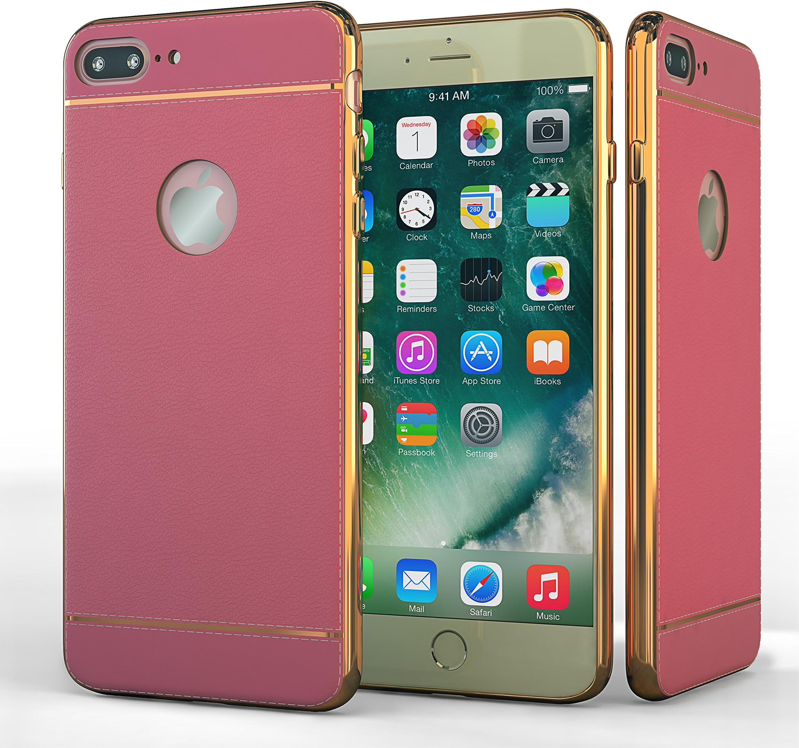 Pink iPhone 7 Plus Waterproof iPhone Case- Minimalist, Slim Fit, Shock- Absorbing Smart Protection Case for Apple iPhone 7- Flexible Slide-Proof, Anti-Drop Silicone iphone 7 Cover (A 07 new )