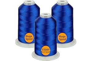 Simthread - 33 Selections - Various Assorted Color Packs of Polyester Embroidery Machine Thread Huge Spool 5500Y for All Purpose Sewing Embroidery Machines - #405 Blue