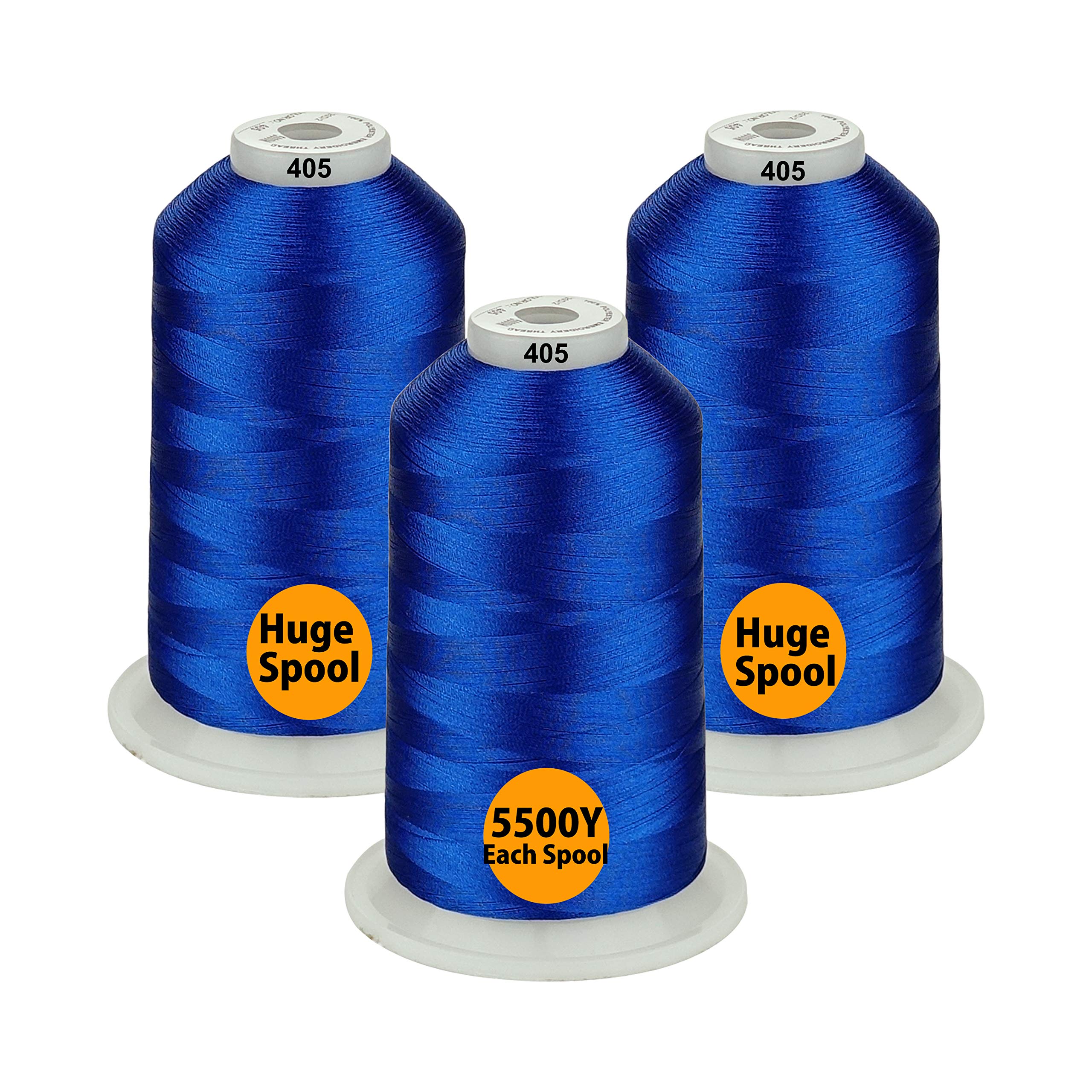Simthread All Purpose Polyester Embroidery Machine Thread Huge Spool 5000M 5500Y for Sewing Embroidery Machines - 3 Blue