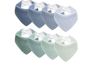 Muslin Baby Bibs Baby Drool Bandana Bibs for Baby Girls Boys Infant Newborn Toddler Drooling and Teething 8-Pack