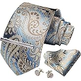 CWKOON Paisley Floral Mens Tie Formal Necktie Pocket Squares Ties Clips Cufflinks Classic for Men Set