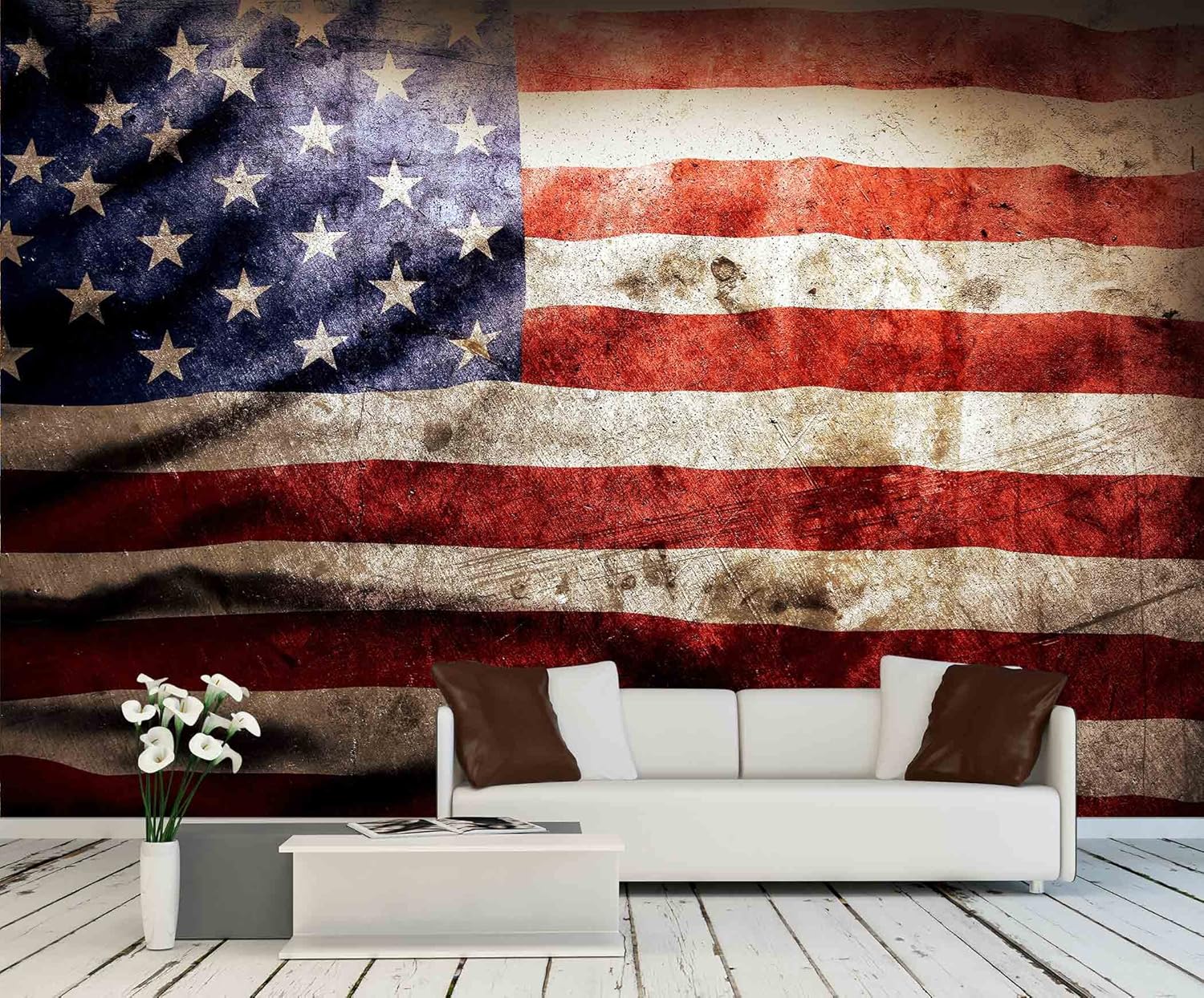 Closeup of Grunge American Flag Wall Murals Wall26