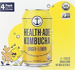 Health-Ade Ginger-Lemon Organic Kombucha, 11.5oz Cans 4-Pack