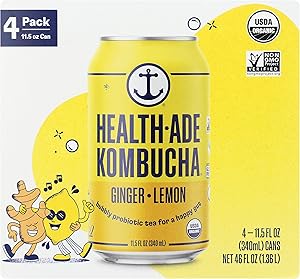Health-Ade Ginger Lemon 11.5oz 4-pack of Cans (46oz.)
