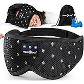 MUSICOZY Bluetooth Sleep Headphones for Side Sleepers, Wireless Headphones with Ultra-Thin Speakers in Comfortable Eye Headphone for Sleeping, Travel, Workout(Mesh Black)