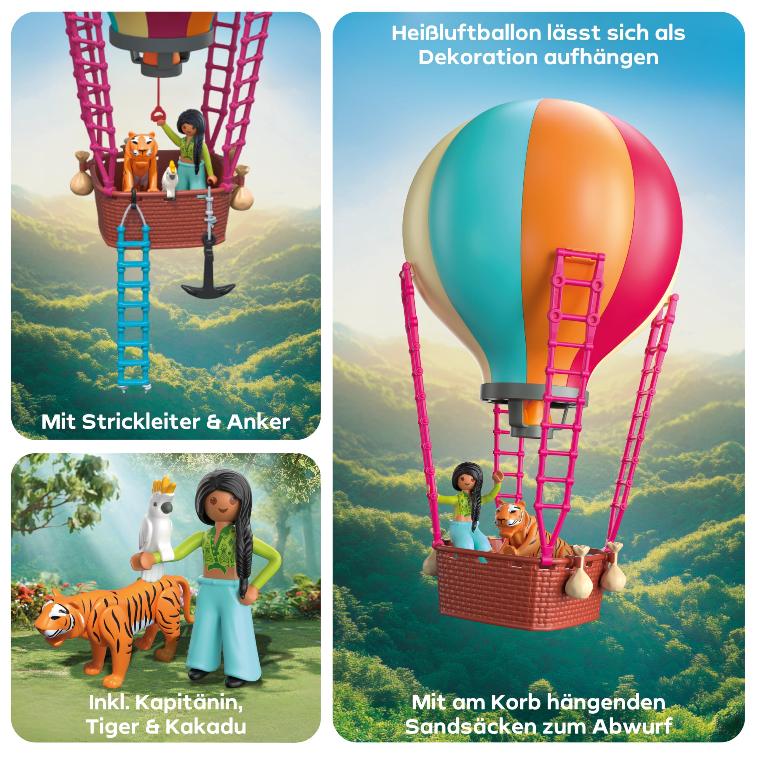 PLAYMOBIL | Animals & Friends | Ballonreise | Spielzeug ab 4 Jahren | Geschenk für Kinder | Fördert Kreativität & Fantasie | Ballon als Deko zum Aufhängen | 71853 4