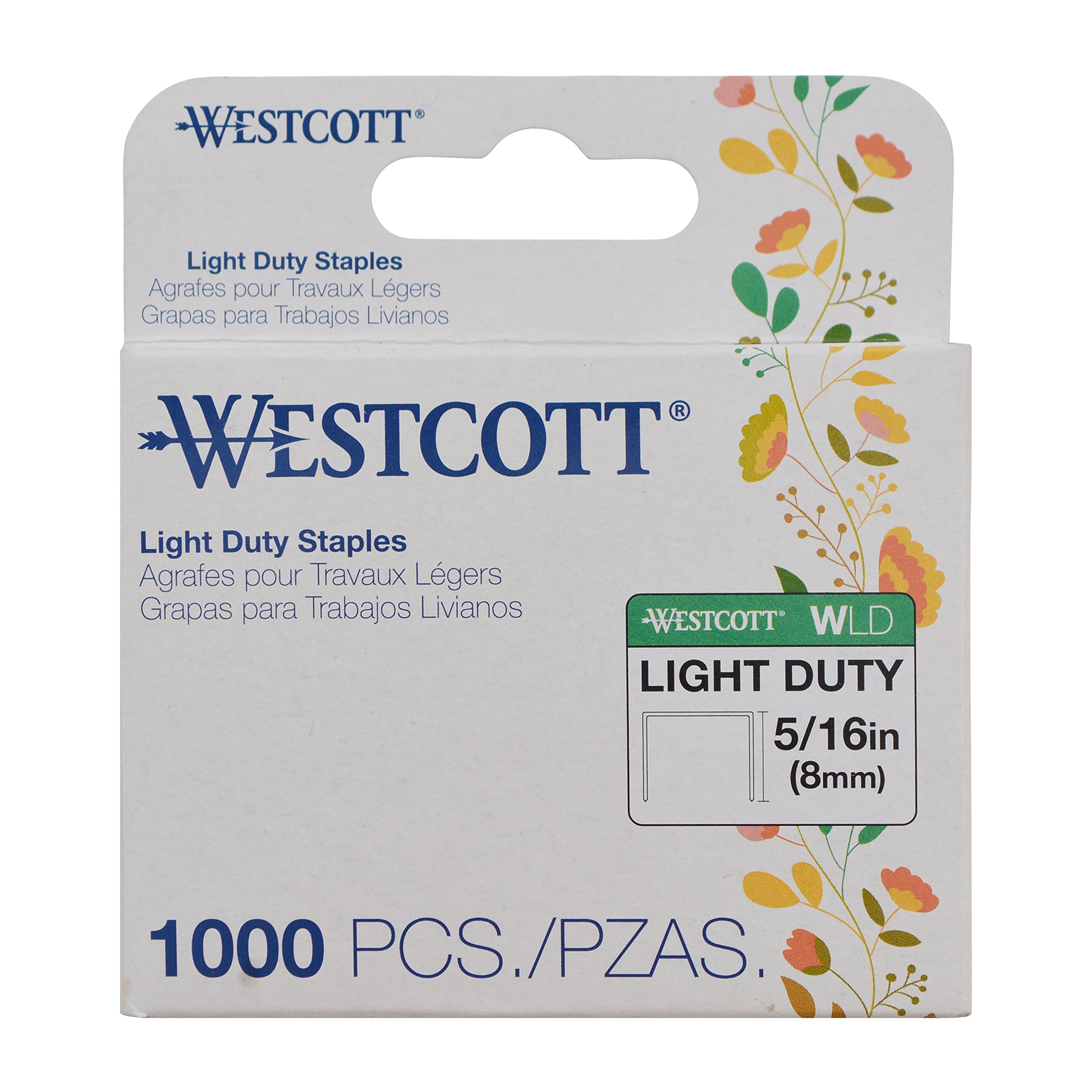Westcott 16704 Light staples, 8 mm, 5/16, 1000 units, silver