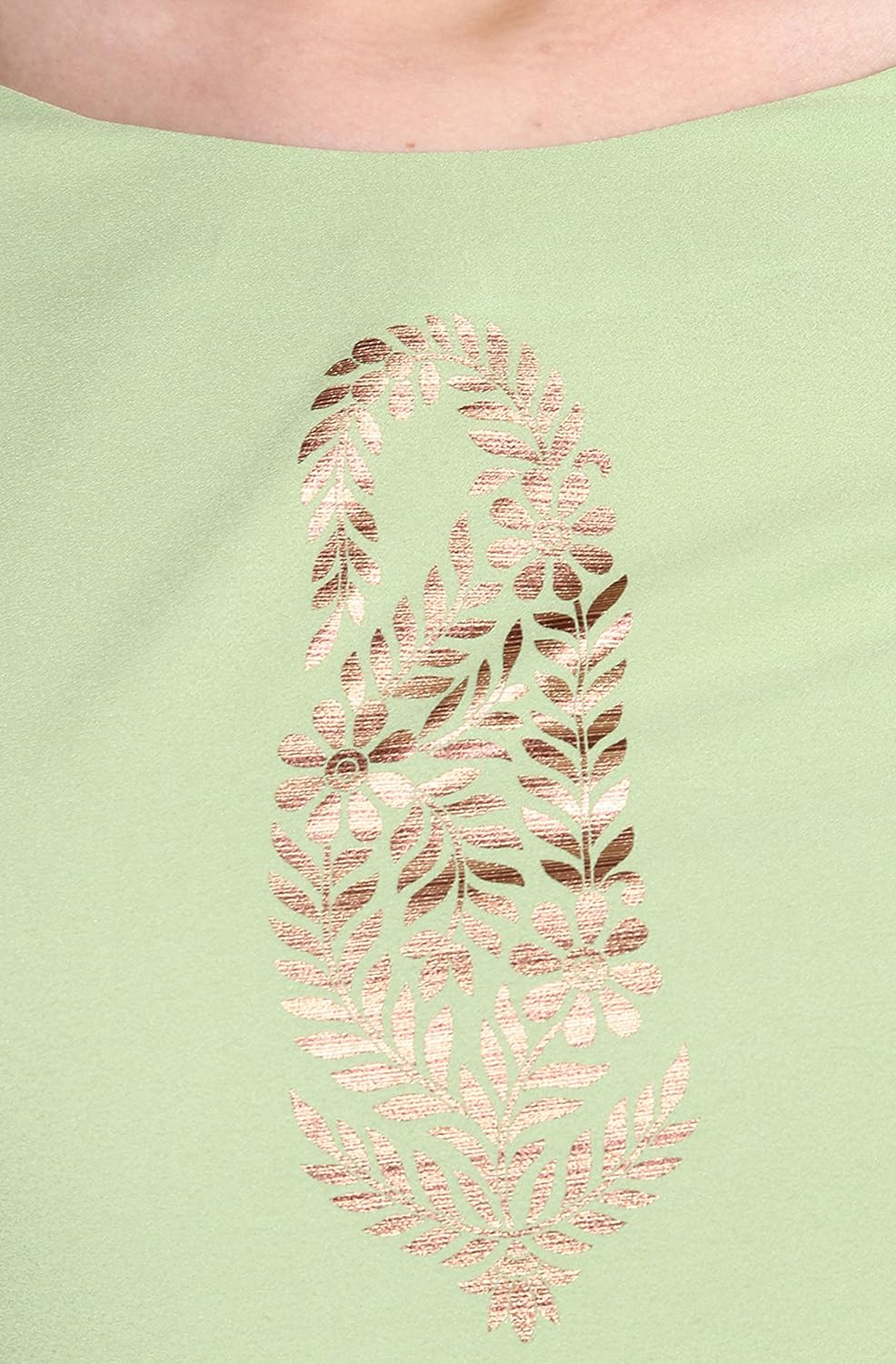 janasya women's crepe a-line gold foil print kurta