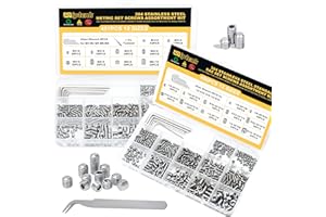Siptenk Set Screws Assortment Kit Metric & SAE 901PCS, 304 Stainless Steel Threaded Inserts Hex Allen Head Socket Set Screw f
