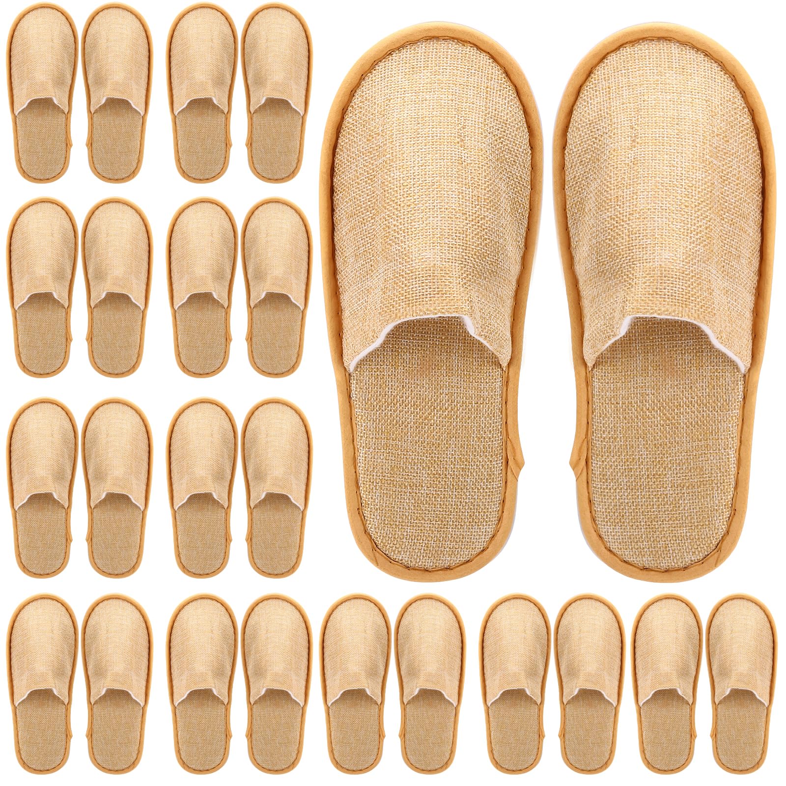 Photo 1 of 12 Pair Spa Slippers Disposable Slippers for Hotel Guests Women, Men Closed Toe Super Comfort Brown
