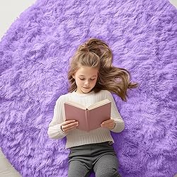 OLANLY Purple Round Rugs for Bedroom - Machine