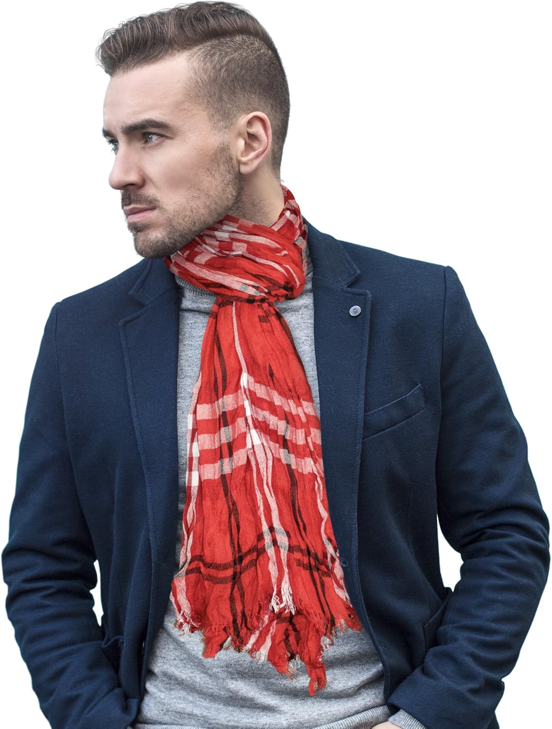 Littlearth NFL Kansas City Chiefs Sheer Infinity Plaid Scarf, Red/Black, 70 x 25" : Clothing