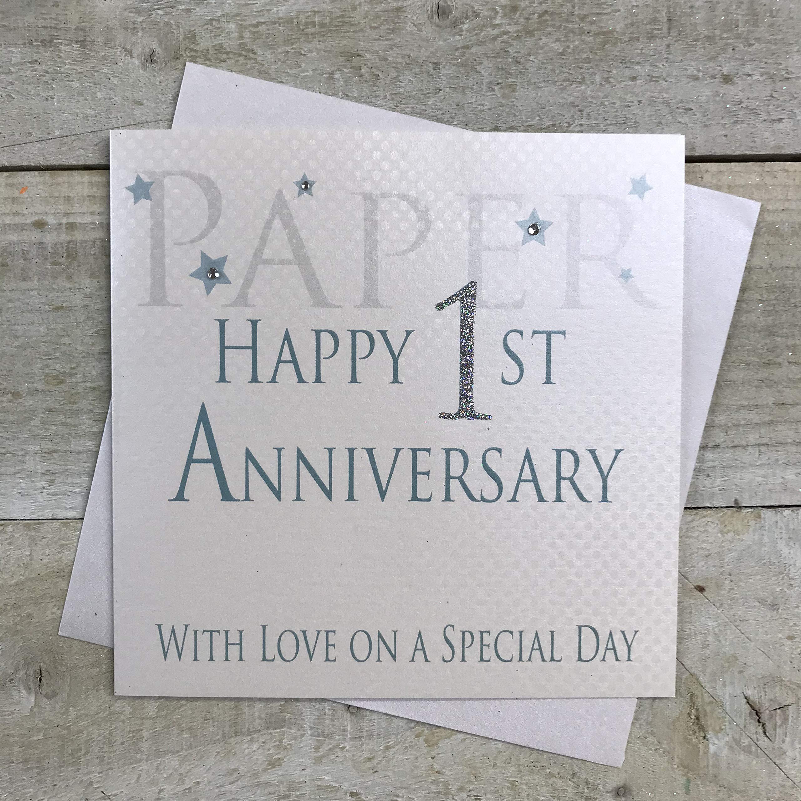 white cotton cards Paper Happy 1st Love On A Special Day, Handmade Anniversary Card (Code AW1)