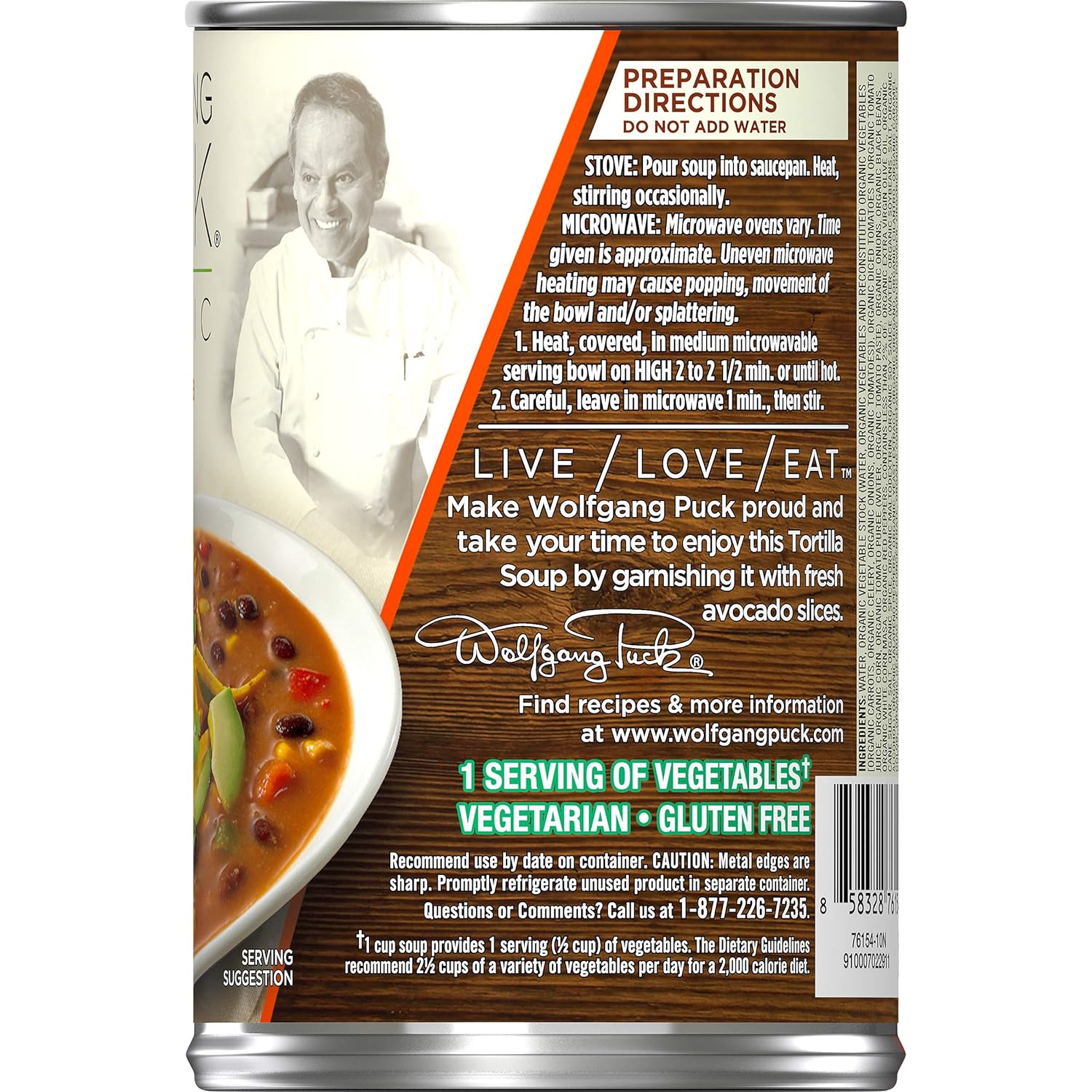 Amazon Com Wolfgang Puck Organic Signature Tortilla Soup 14 5 Oz Can Pack Of 12 Vegetable Soups Grocery Gourmet Food