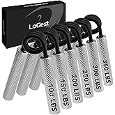 Logest Metal Hand Grip Set, 100LB-350LB 6 Pack No Slip Heavy-Duty Grip Strengthener with Gift Box, Great Wrist & Forearm Hand