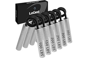 Logest Metal Hand Grip Set, 100LB-350LB 6 Pack No Slip Heavy-Duty Grip Strengthener with Gift Box, Great Wrist & Forearm Hand