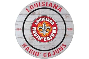 KH Sports Fan Louisiana Ragin Cajuns Weathered Circle Sign, 20x20 Inches, Ragin Cajuns Decor for Dorm Room, Bedroom, Fan Cave, Living Room; Display Your Team Spirit with This Unique Louisiana State Lafayette Ragin Cajuns Wall Art