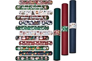 Lewtemi 24 Pcs Christmas Wrapping Paper Roll Holder Clips, 8.7 x 1.2 in Holiday Flip Wrap Gift Paper Holder Slap Bands Metal Clamps Strips 12 Designs for Xmas Gift Poster Storage Organization(Cute)