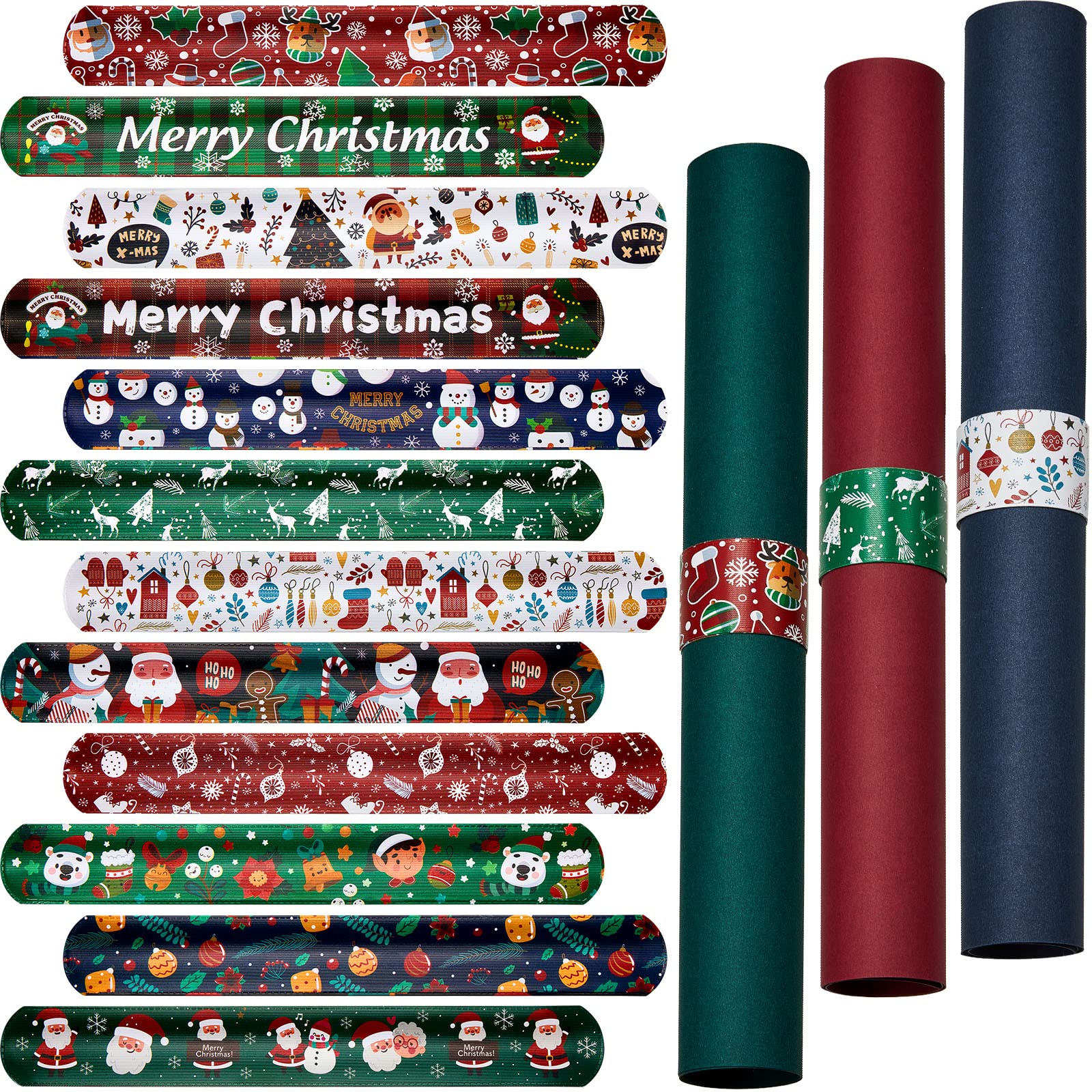 Photo 1 of Lewtemi 24 Pcs Christmas Wrapping Paper Holder Flip Wraps Paper Clamps Gift for Christmas Wrapping Storage Wrapping Paper Organizer Poster Holder for Storage Stabilizer Slap Bands Roll Holder(Cute)