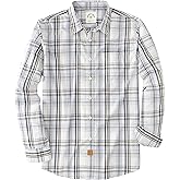Dubinik® Mens Long Sleeve Button Down Shirts Plaid Casual Work Cotton Vintage Soft with Pocket Regular Fit