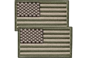 Bluyellow 2Pcs Subdued American Flag Patch Velcro Set, Embroidered Velcro Patches Tactical for Military Backpack, Bulletproof Vest, Military Patches with Velcro, American Flag Patch Sew on Opt