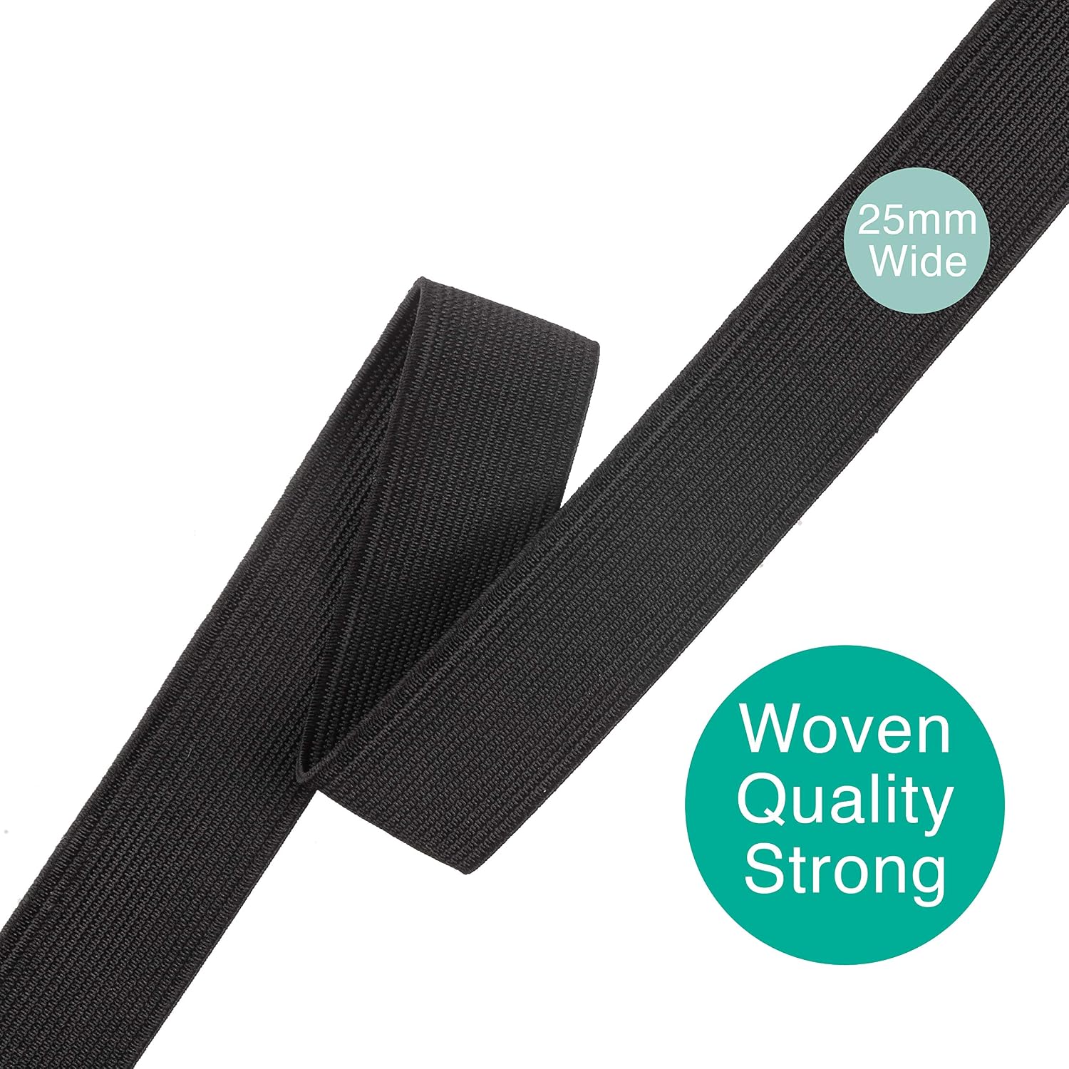 Flat Elastic Wide Bands, Black, 25mm - 6 mètres - Image 3
