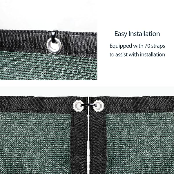 NYSHINE PRIVACY SCREEN FENCE WITH BINDINGS & GROMMETS 6′ X 50′ HEAVY DUTY BLACK FENCING MESH SHADE NET COVER 90% BLOCKAGE WITH CABLE ZIP TIES FOR WALL GARDEN YARD BACKYARD (GREEN)