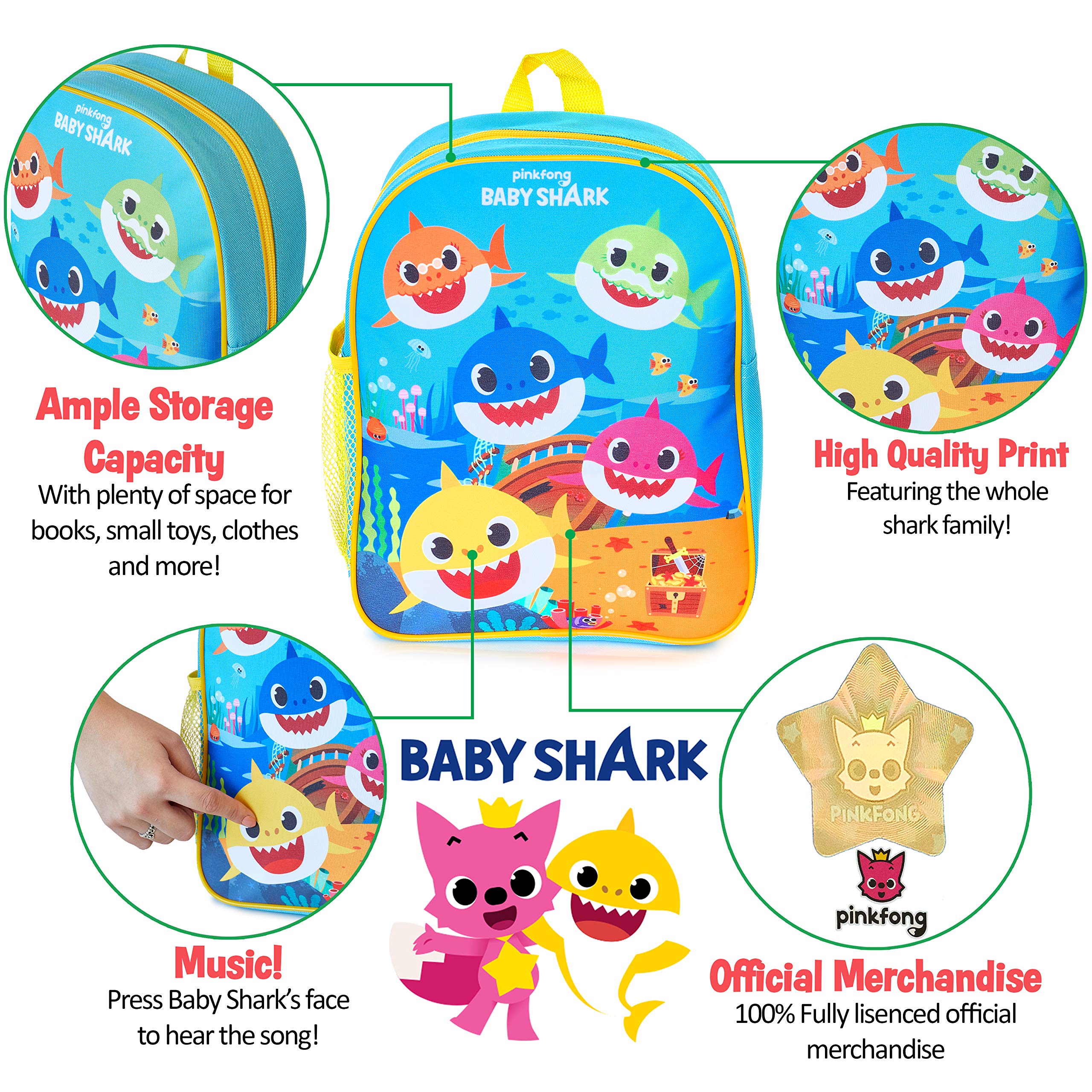 Pinkfong Baby Shark Toddler Backpack with Music Fun Musical Backpack