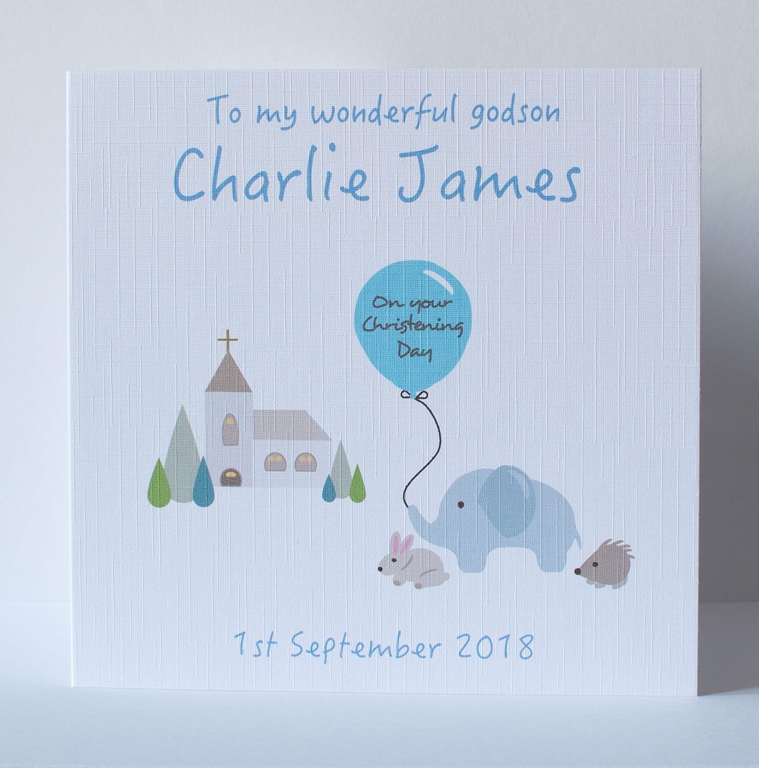 Personalised Baby Boy Christening Card for Son, Grandson, Godson, Baby Boy, Brother, Nephew or a