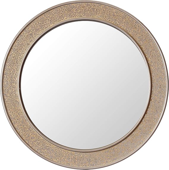 Glamour by Casa Chic Round Mosaic Champagne Gold Wall Mirror Large