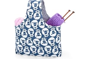 Teamoy Knitting Tote Bag(L12.2 x W7.5), Travel Project Wrist Bag for Knitting Needles(up to 11 Inches), Yarn and Crochet Supplies,Perfect Size for Knitting on The Go (Small, Sheep)