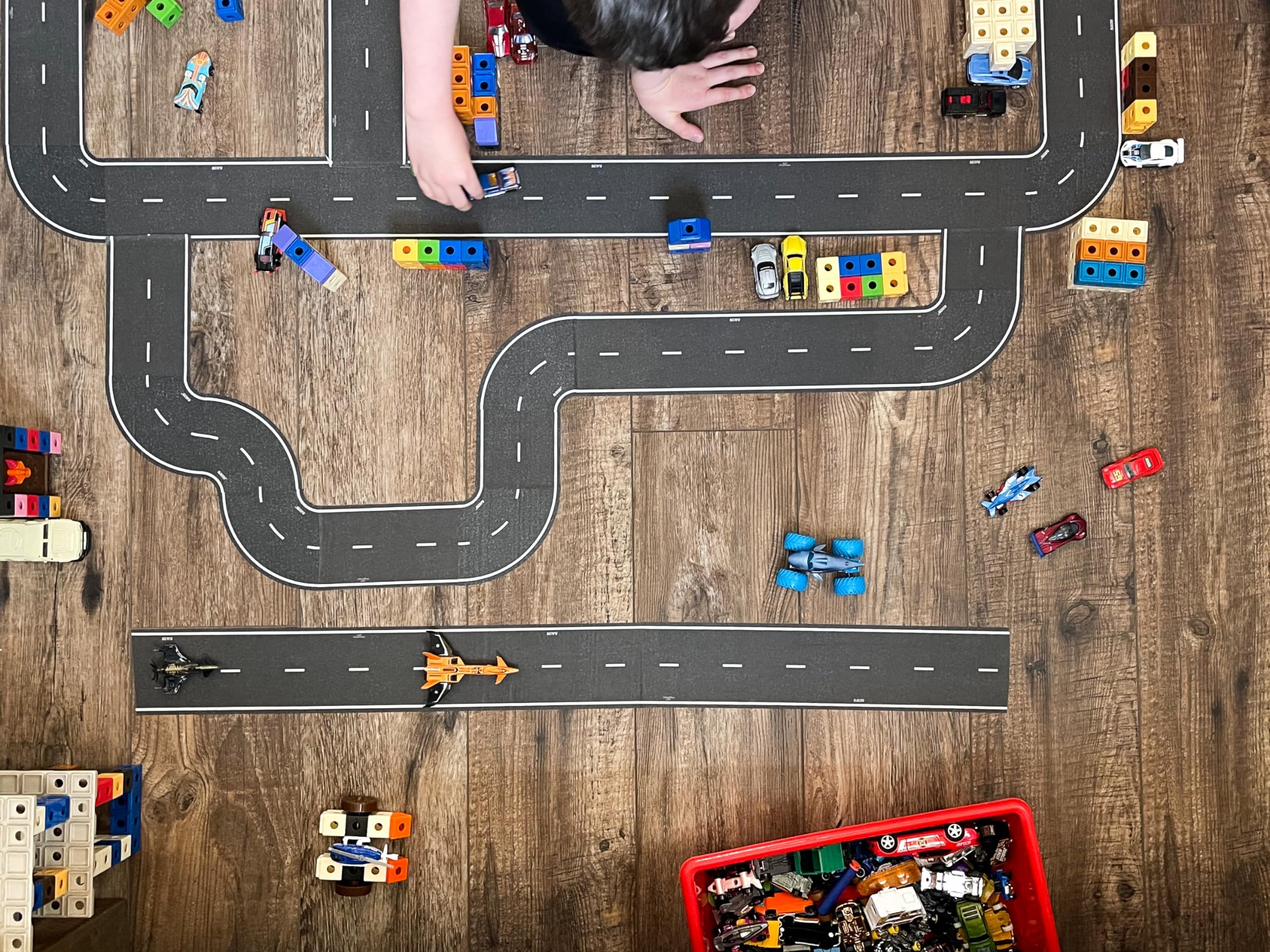 PlayTape Road Tape for Toy Cars - Sticks to Flat Surfaces; No Residue; 2-Pack of 30 ft. x 4 in. Asphalt Road
