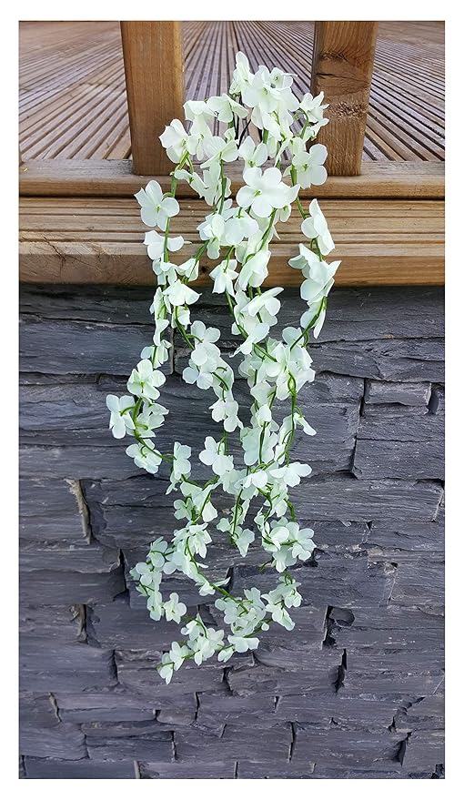 Best Artificial 80cm White Trailing Flower Garland Hanging Vine String Plant (2) Amazon.co.uk