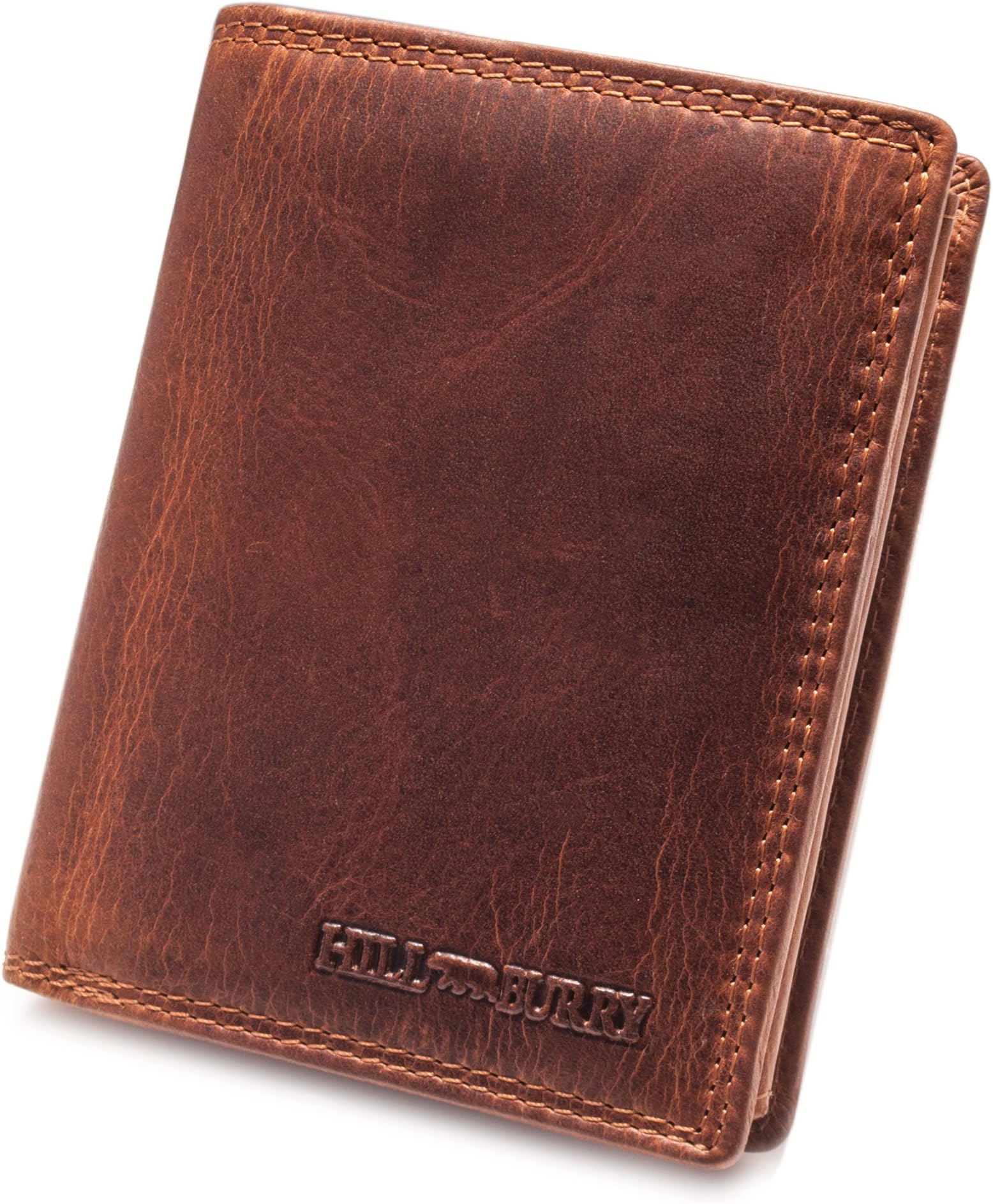 Hill Burry Men's High Quality Wallet | Vintage Purse Made of Genuine Leather - Cowhide Leather Wallets | Men Coin Pocket | Credit Card Holder - Luxury (Brown)