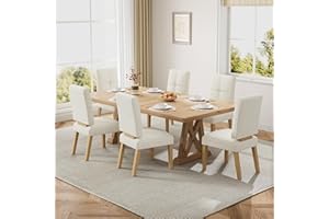 HOMRELEXA Wooden Dining Chairs Set of 6, Dining Room Chairs with Wood Legs, Cloud-Like Cushion & Reinforcement Structure Design for Kitchen/Living Room/Restaurant, Easy Assembly
