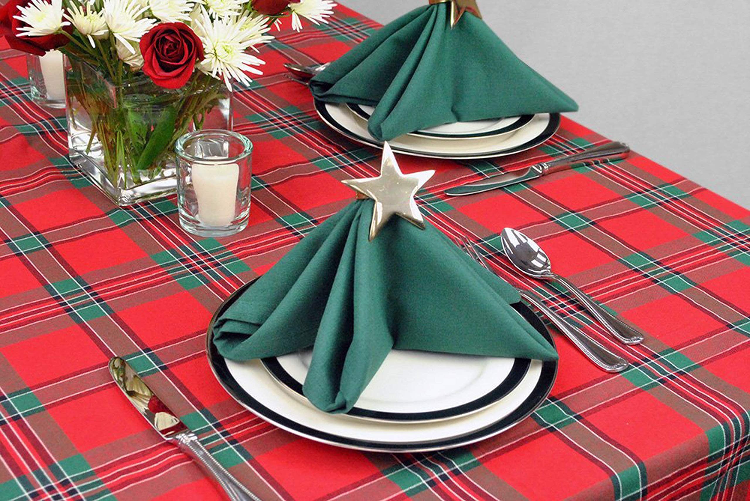 DII Holiday Plaid Square Tablecloth, 100 Cotton with 1/2" Hem for