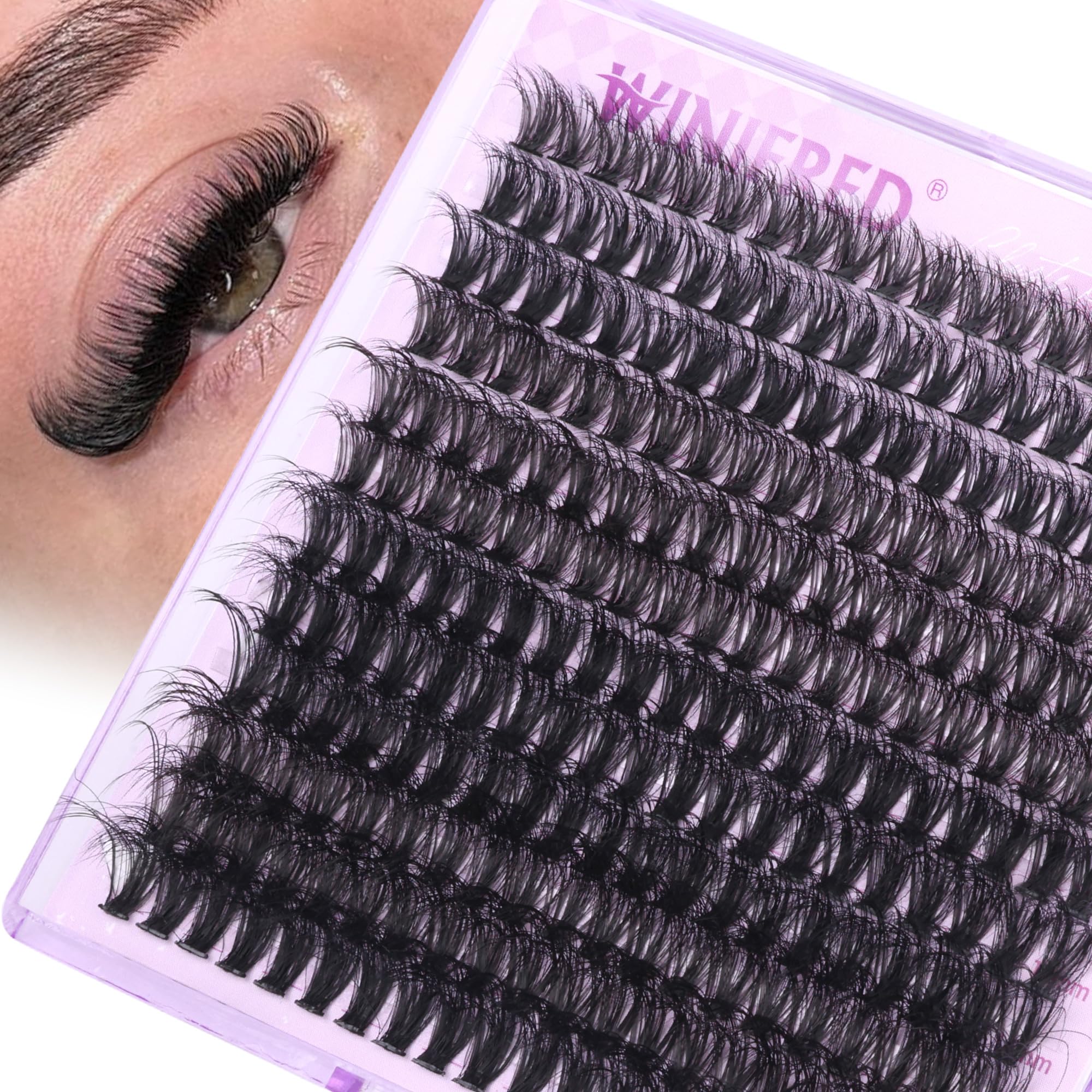 Photo 1 of Winifred Cluster Eyelash Extensions Wispy Lash Clusters Thick Volume Individual Lashes 50D Lash Extension D Curvature Eyelash Clusters 16mm DIY Faux Mink Eyelash Extension (240pcs)