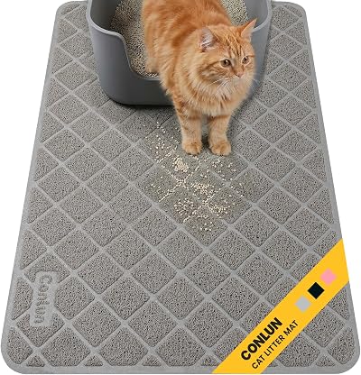 Conlun Cat Litter Mat 89 x 58 cm PVC Grid Design Grey