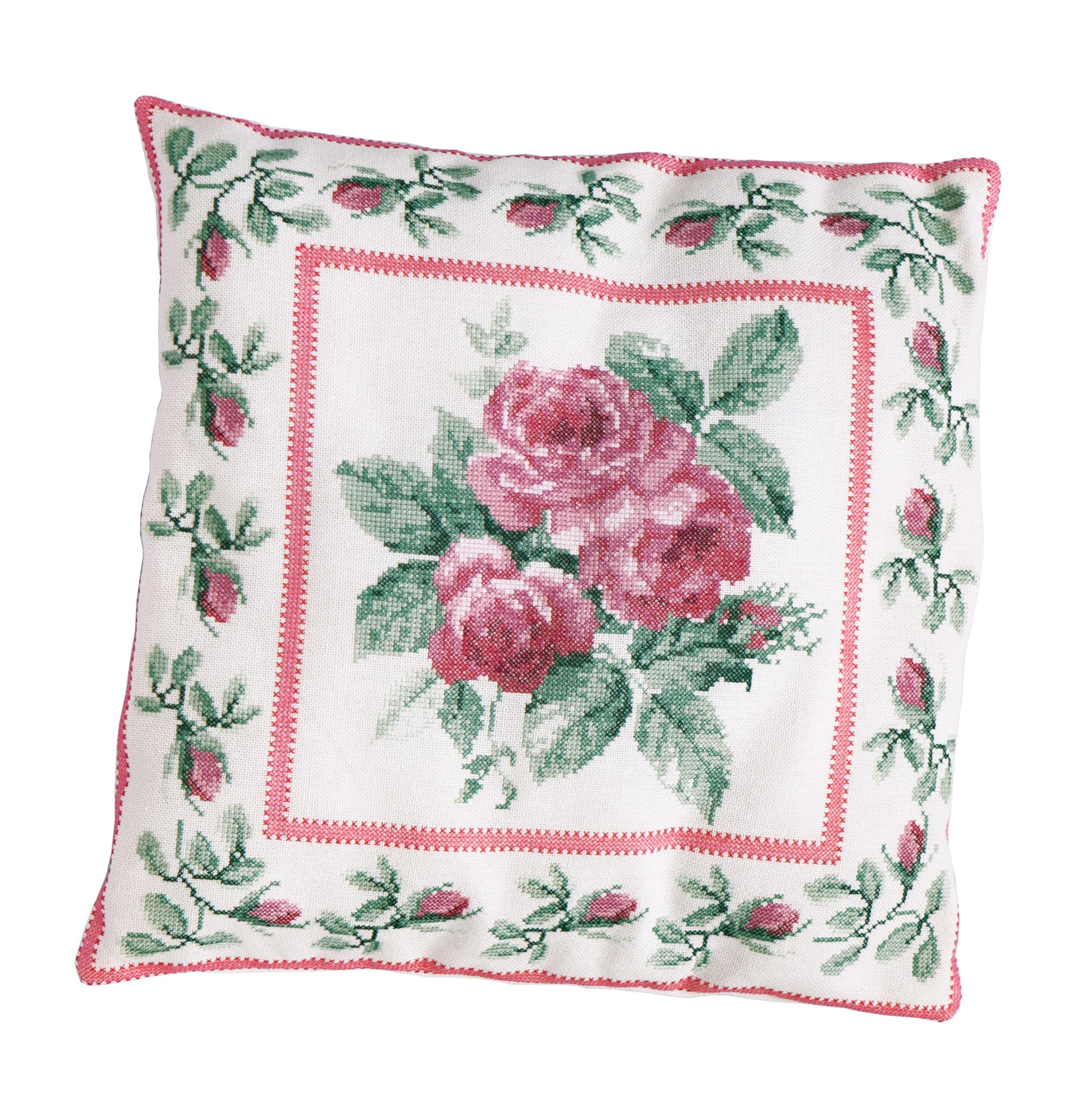 2034 Rose Bouquet Cushion Linen Cross Stitch Kit