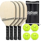 GoSports Pickleball Sets - Classic, Retro, Steel Blue, or Yellow - Includes 4 Paddles, 4 Regulation Pickleballs and Carry Case | 4 Paddles, Carry Case