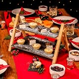 Maison & White 2 Tier Slate Cake Stand Rustic Foldable Food Display view 2