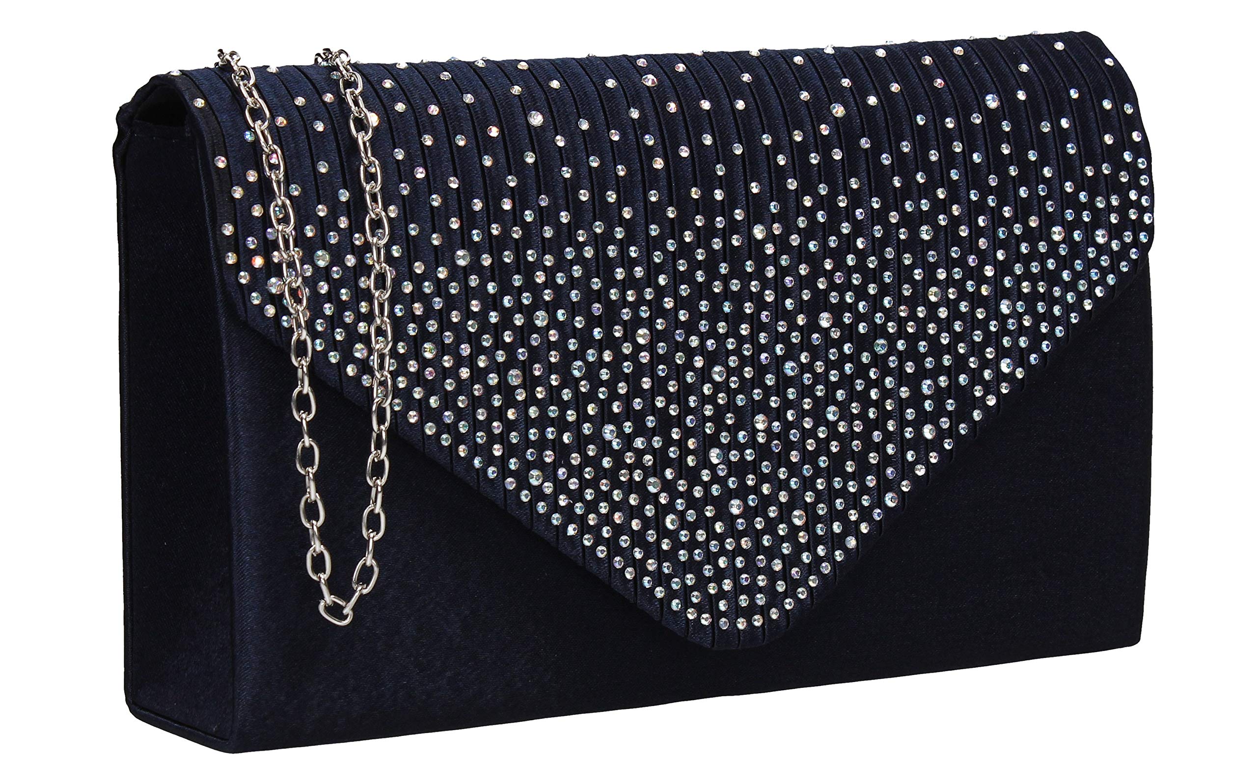 SWANKYSWANS Womens Abby Diamante Envelope Style Bag Clutch Navy Blue