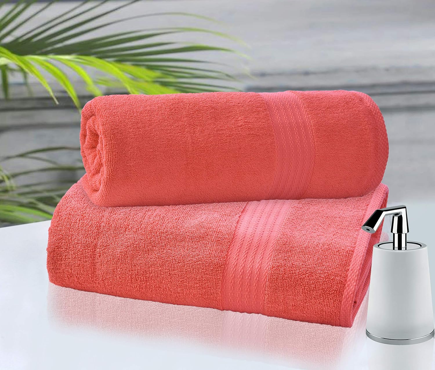 Glamburg Premium Cotton Oversized 2 Pack Bath Sheet 35x70 - 100% Pure Cotton - Ideal for Everyday use - Ultra Soft & Highly Absorbent - Machine Washable - Coral Living: Kitchen & Dining