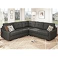 HONBAY Convertible Sectional Sofa L Shaped Couch for Small Apartment Reversible Sectional Couches for Living Room,Dark Grey