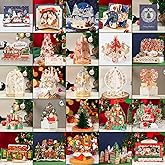 WISHGIFT 25Pcs 3D Christmas Cards, Merry Christmas Cards Handmade, Greeting Cards & Envelopes for Xmas