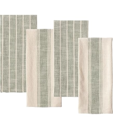 Torchons Cuisine MEEMA Lot De 4 - Coton Recyclé Super Absorbant | 45,7x71,1cm Bleu Gaufré