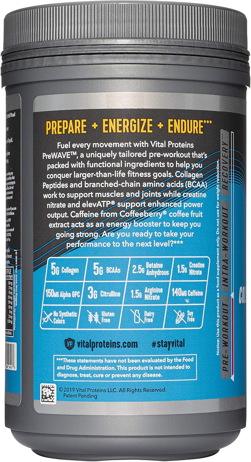 NSF Certified Low Sugar PreWorkout Powder - Vital Proteins - 5g of Collagen, 5g BCAAs, 3g Citrulline (Passionfruit): Health & Personal Care