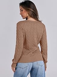 ANRABESS Womens Long Sleeve Cable Knit Sweater 2025